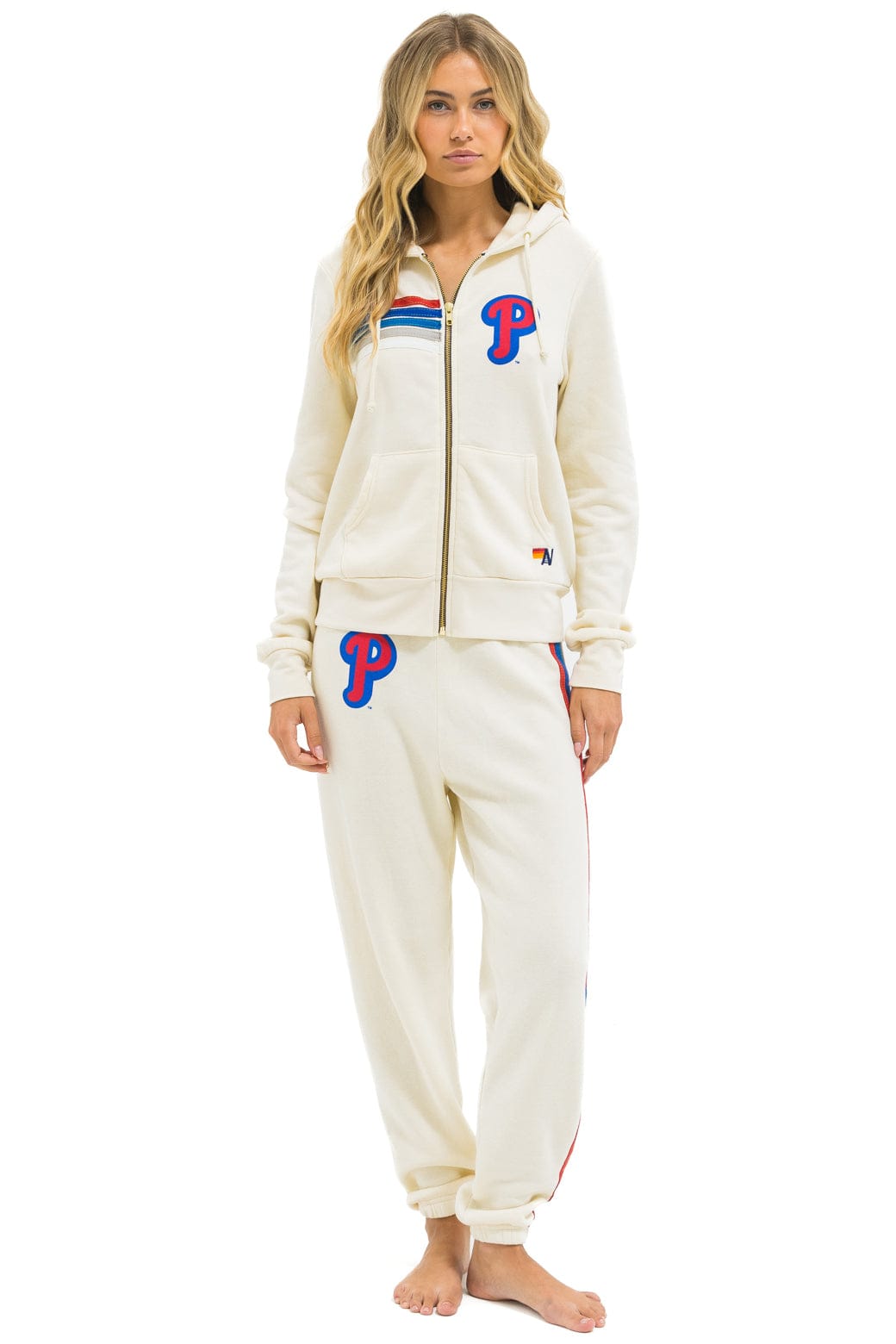 PHILLIES 5 STRIPE SWEATPANTS - VINTAGE WHITE USA