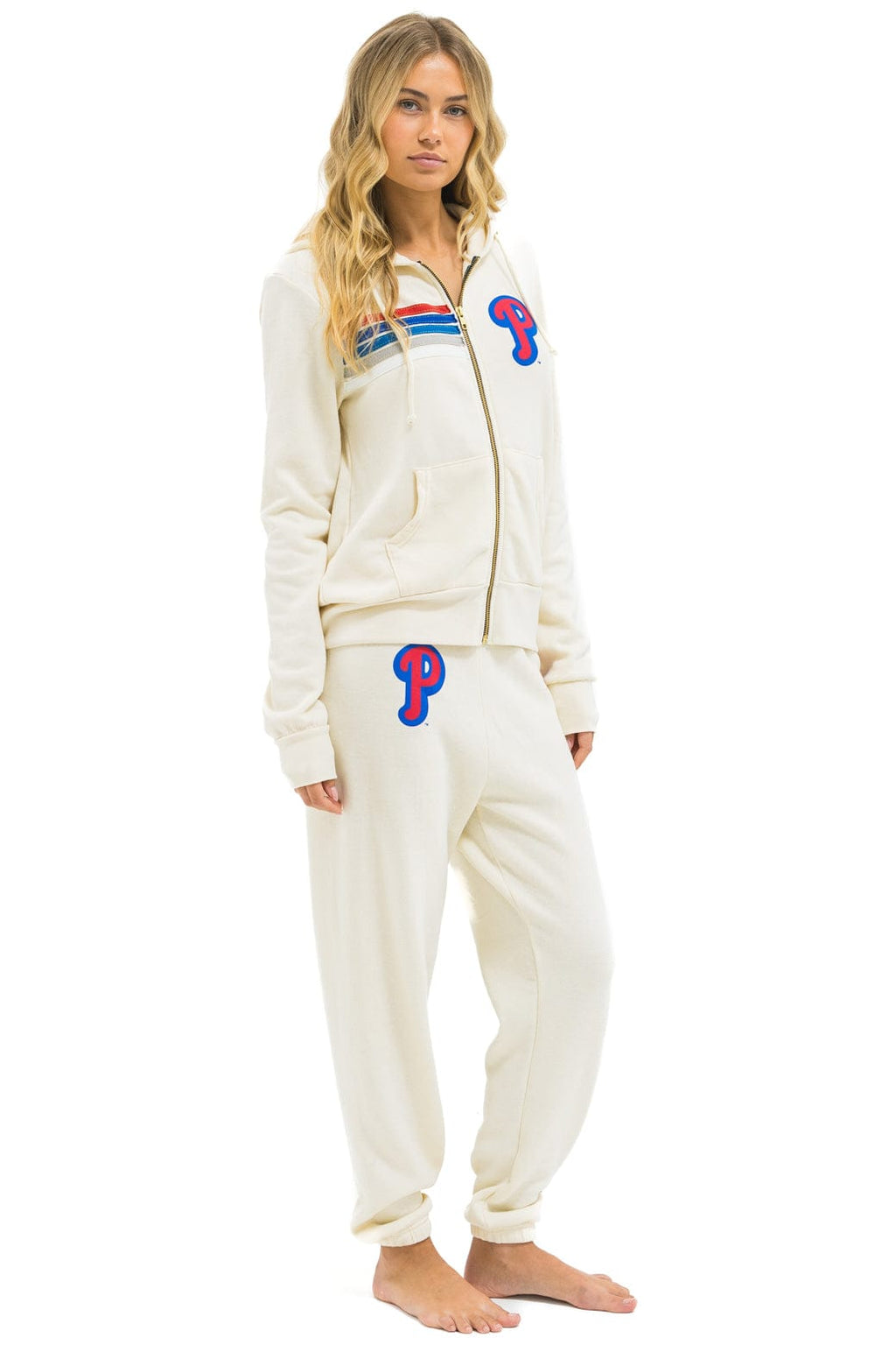 PHILLIES 5 STRIPE SWEATPANTS - VINTAGE WHITE USA