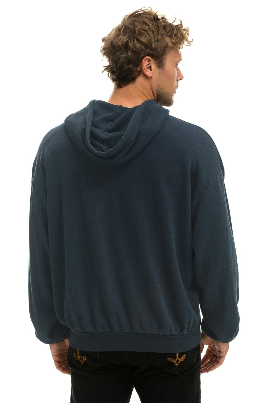 5 STRIPE RELAXED PULLOVER HOODIE - CHARCOAL