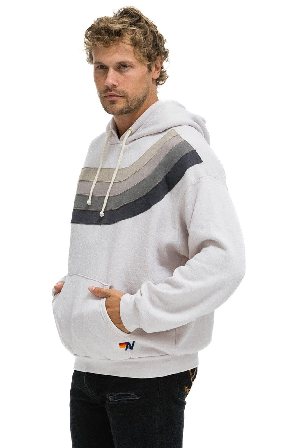 WAVE STRIPE 4 PULLOVER HOODIE RELAXED - DOVE CHARCOAL