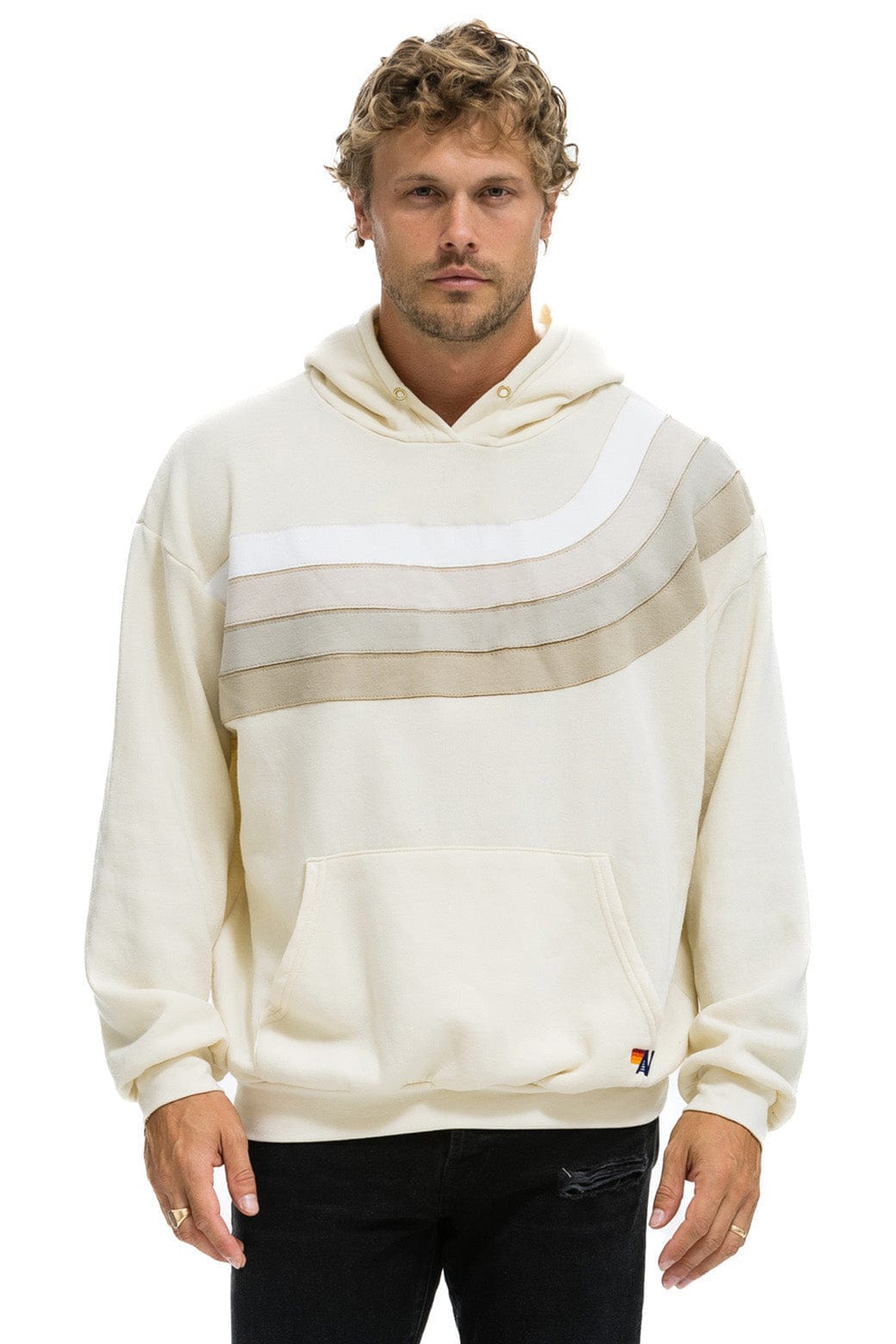WAVE STRIPE 4 PULLOVER HOODIE RELAXED - VINTAGE WHITE VINTAGE WHITE