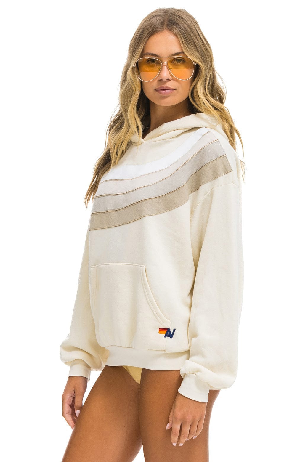WAVE STRIPE 4 PULLOVER HOODIE RELAXED - VINTAGE WHITE VINTAGE WHITE