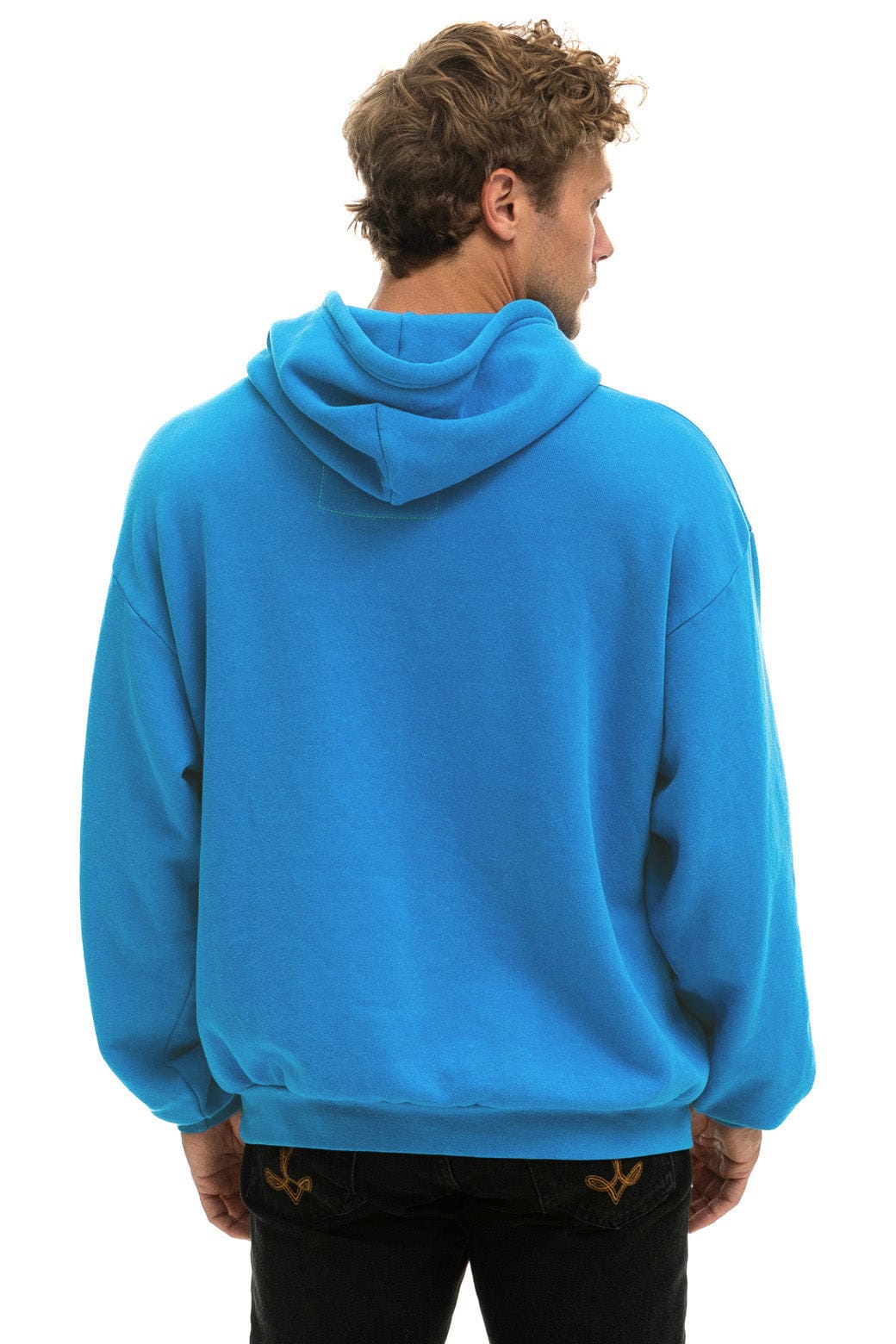 CROSS STRIPE RELAXED PULLOVER HOODIE - COBALT BLUE