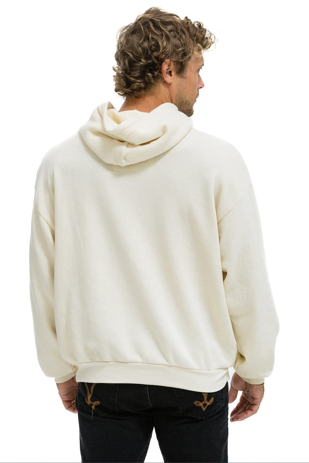 CROSS STRIPE RELAXED PULLOVER HOODIE - VINTAGE WHITE BROWN