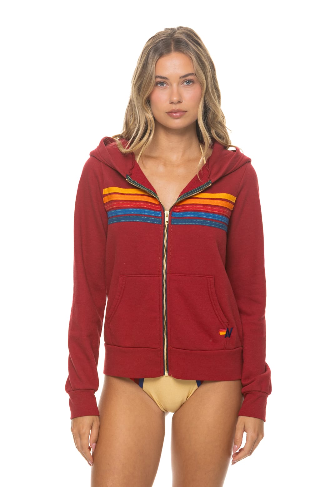 5 STRIPE HOODIE - CRIMSON