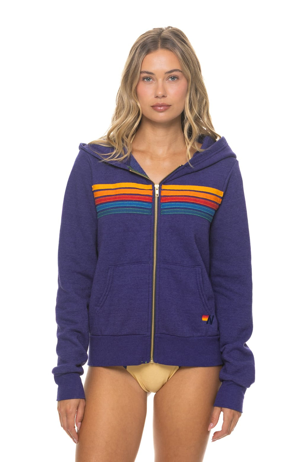 5 STRIPE HOODIE - DEEP PURPLE