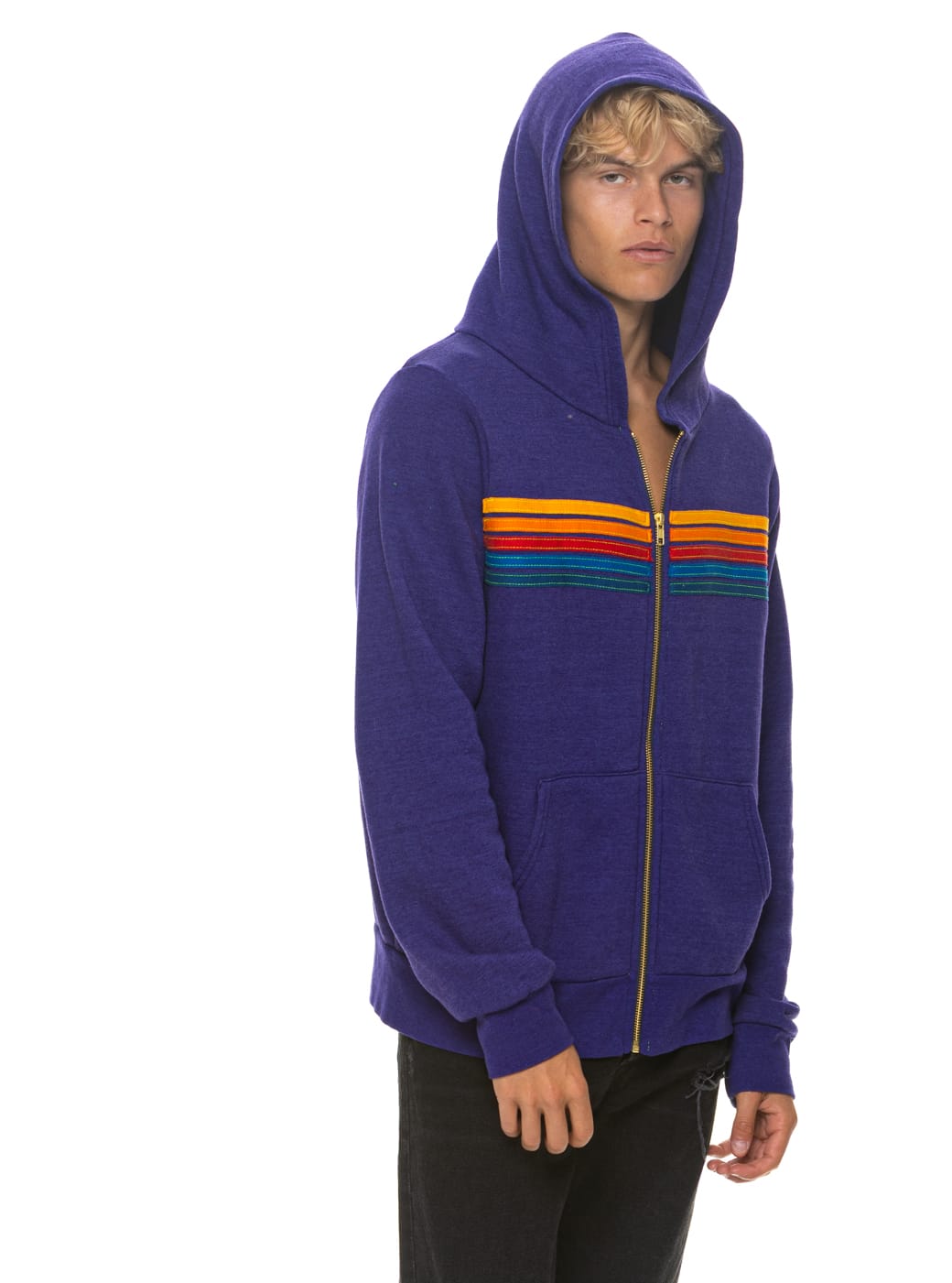 5 STRIPE HOODIE - DEEP PURPLE