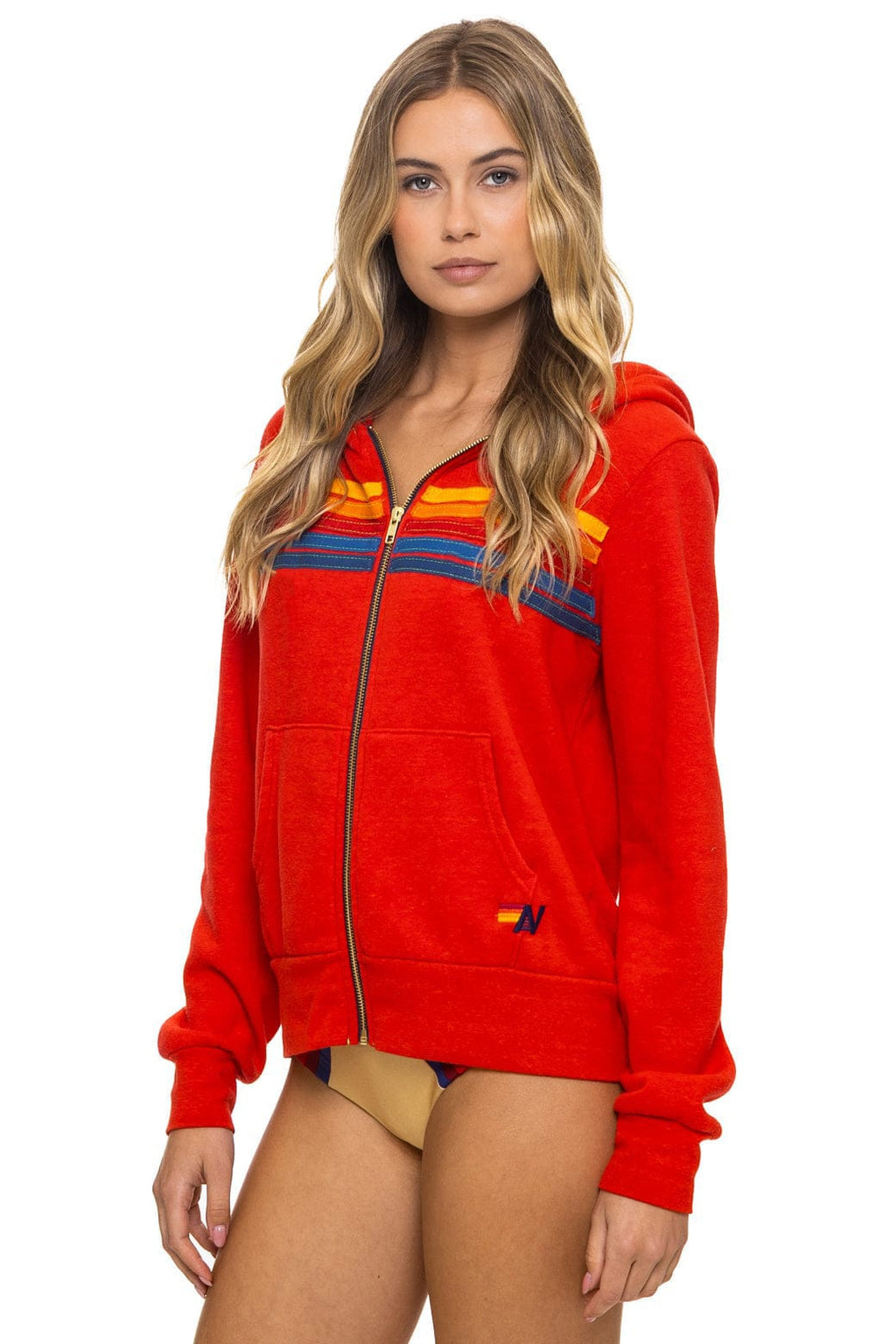5 STRIPE HOODIE - RED