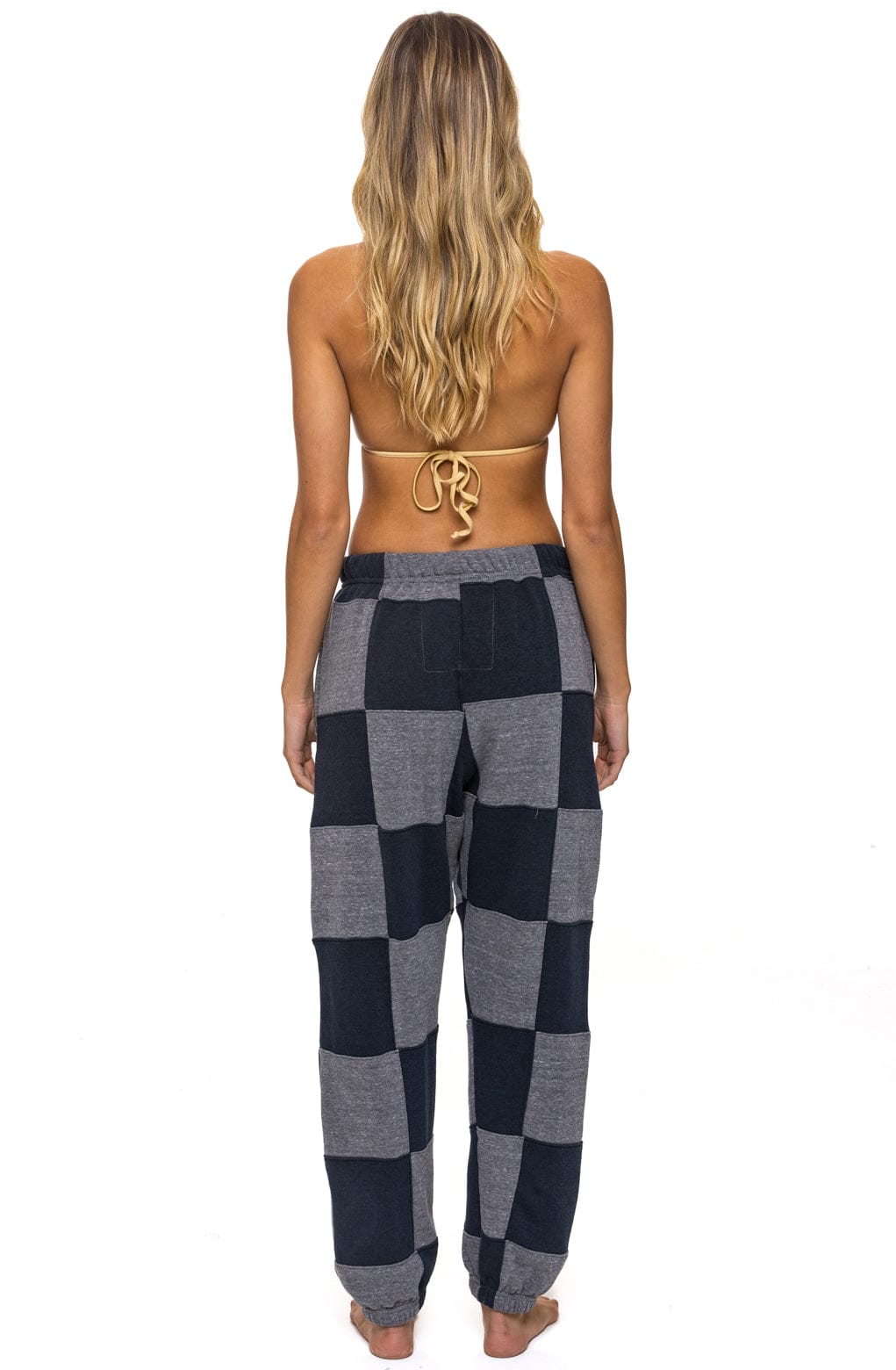 CHECK QUILTED SWEATPANTS - HEATHER CHARCOAL