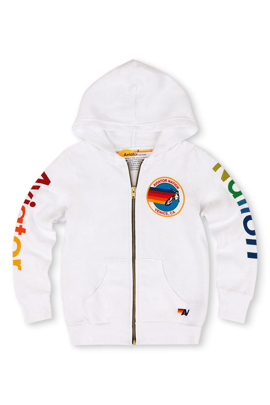 KIDS AVIATOR NATION VENICE ZIP HOODIE - WHITE