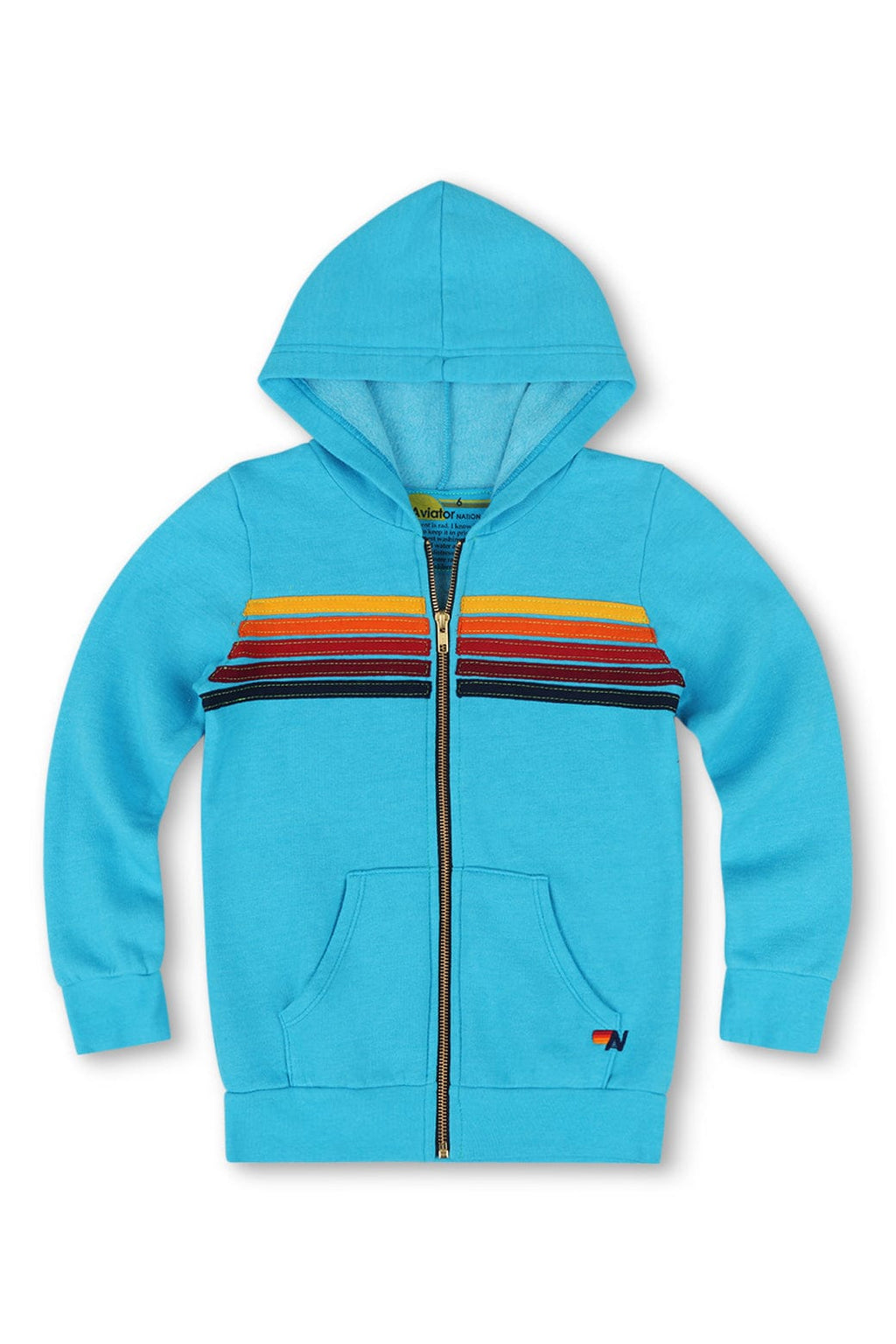 KIDS 5 STRIPE HOODIE - NEON BLUE