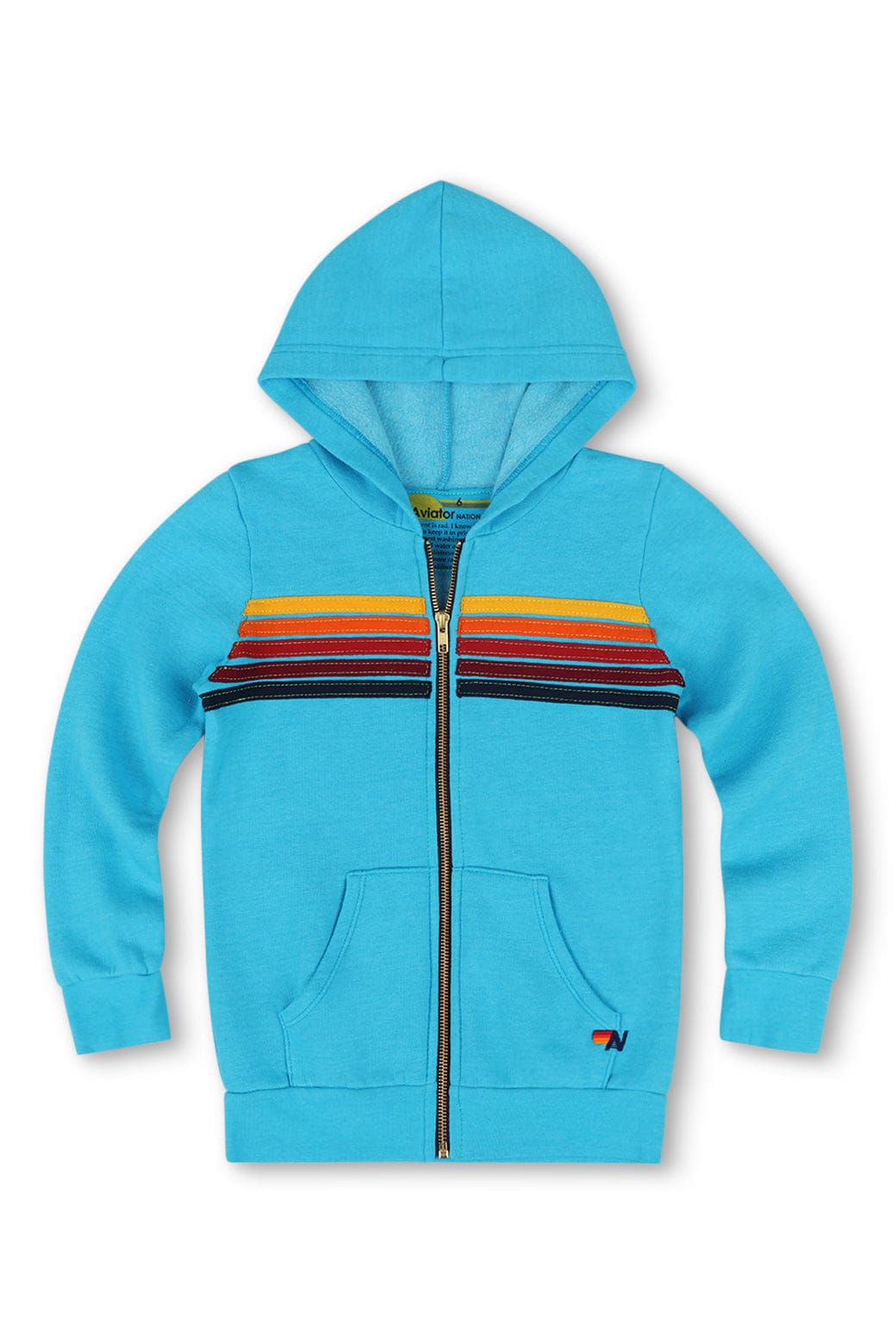 KIDS 5 STRIPE HOODIE - NEON BLUE