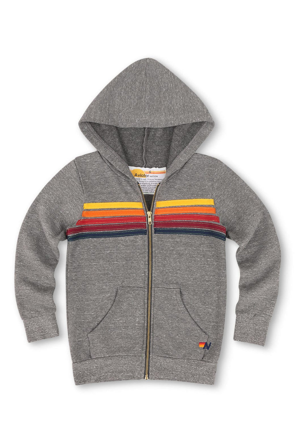 KIDS 5 STRIPE HOODIE - HEATHER GREY