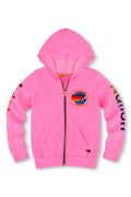 KIDS AVIATOR NATION VENICE ZIP HOODIE - NEON PINK