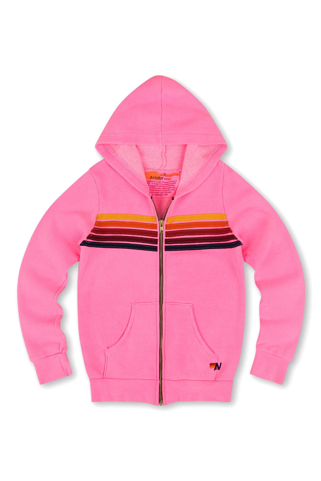 KIDS 5 STRIPE HOODIE - NEON PINK