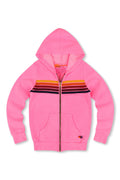KIDS 5 STRIPE HOODIE - NEON PINK