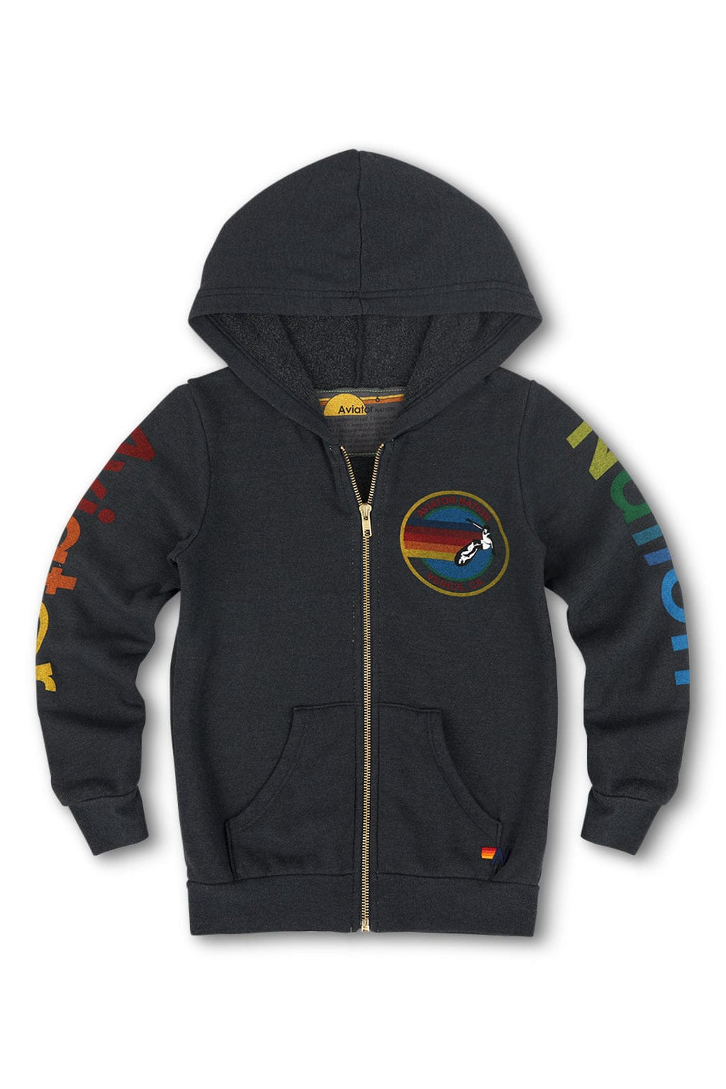 KIDS AVIATOR NATION VENICE ZIP HOODIE - CHARCOAL