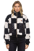 TEDDY CHECKERBOARD WOMENS FULL ZIP JACKET - VINTAGE BLACK