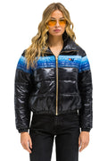 5 STRIPE APRES JACKET - GLOSSY BLACK BLUE STRIPES