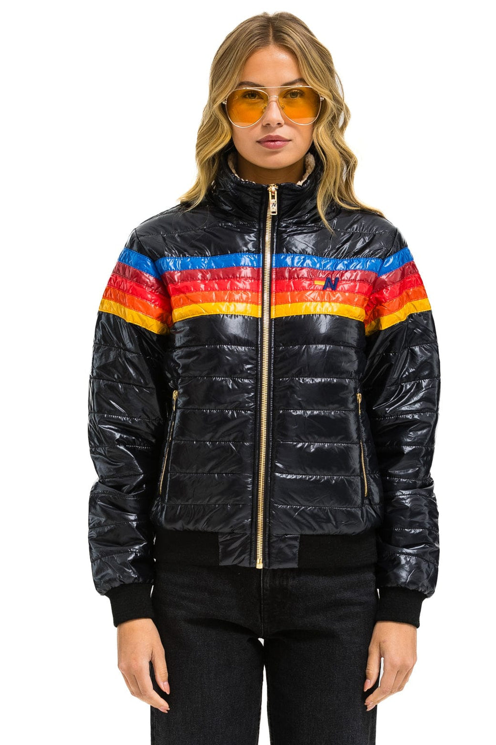 5 STRIPE JACKET - GLOSSY BLACK