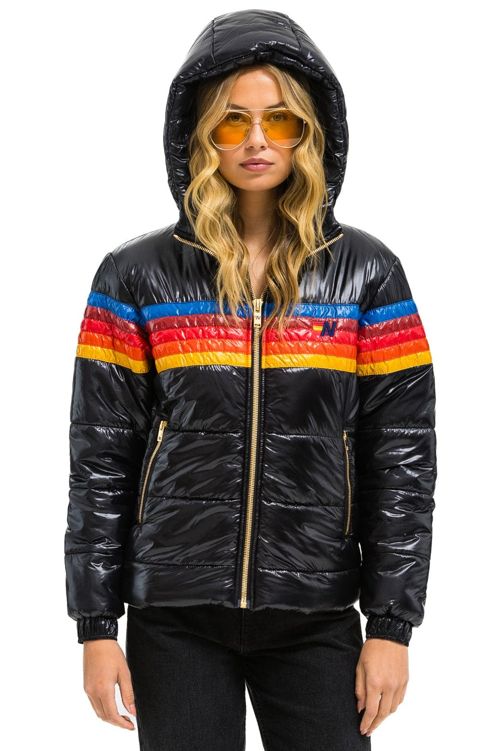 5 STRIPE TREKKER JACKET - GLOSSY BLACK