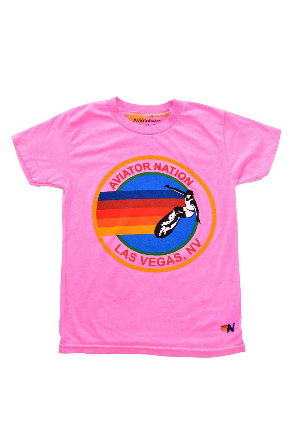 KIDS AVIATOR NATION LAS VEGAS TEE - NEON PINK