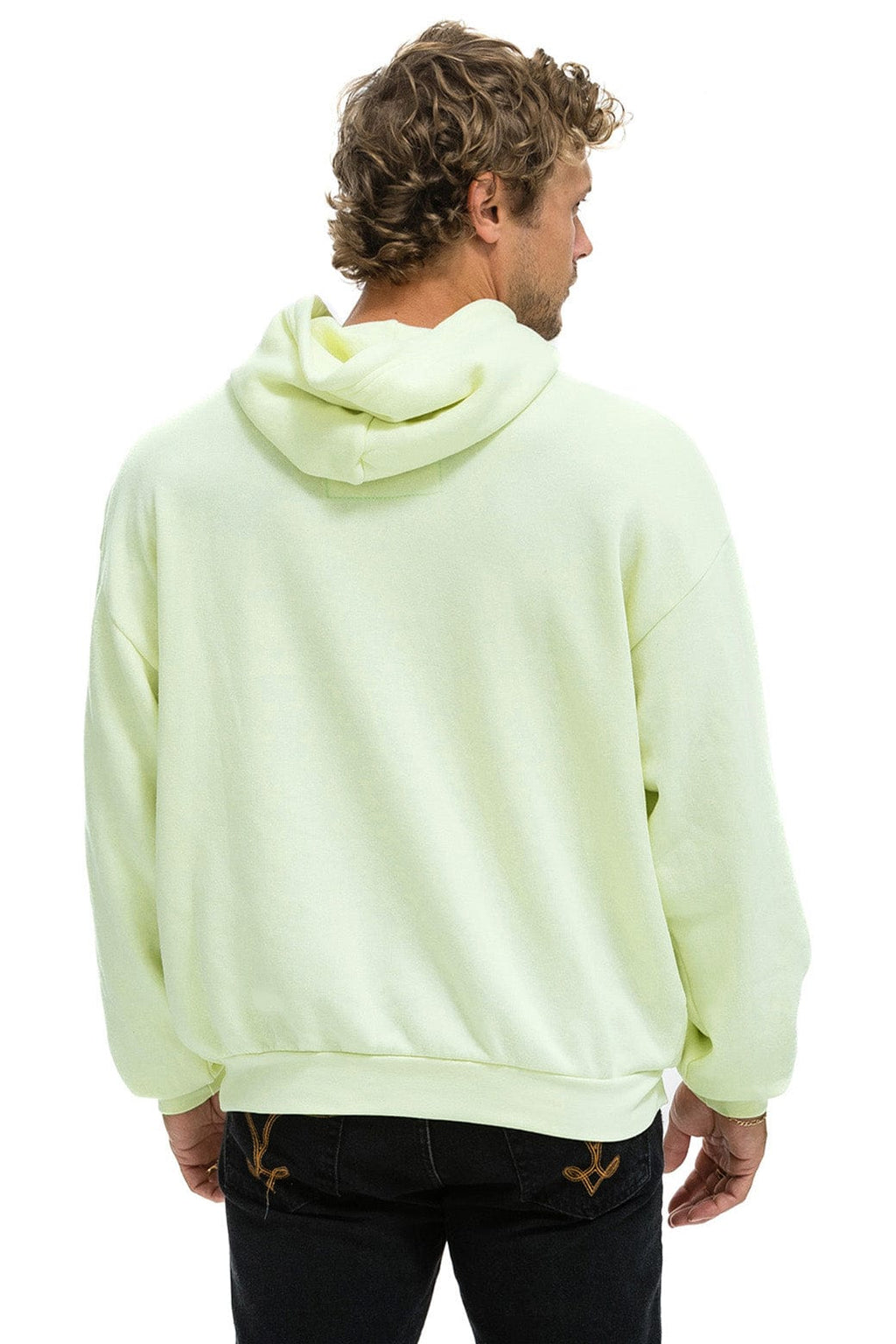 WAVE STRIPE 4 PULLOVER HOODIE RELAXED - LIME CREAM SEAFOAM