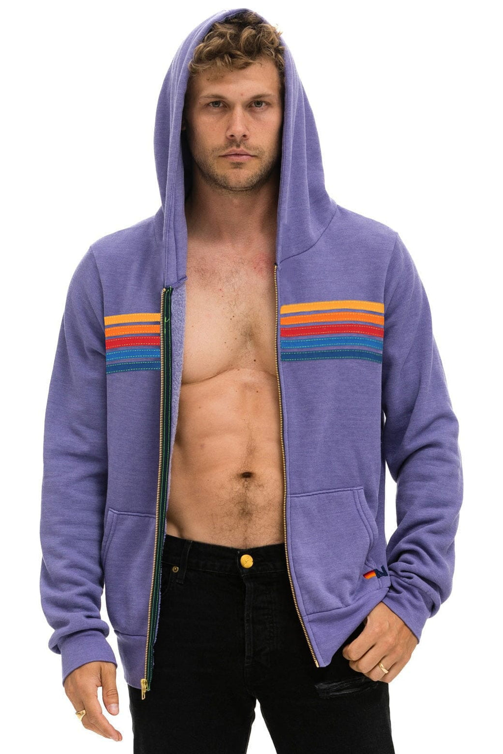 5 STRIPE HOODIE - LAVENDER