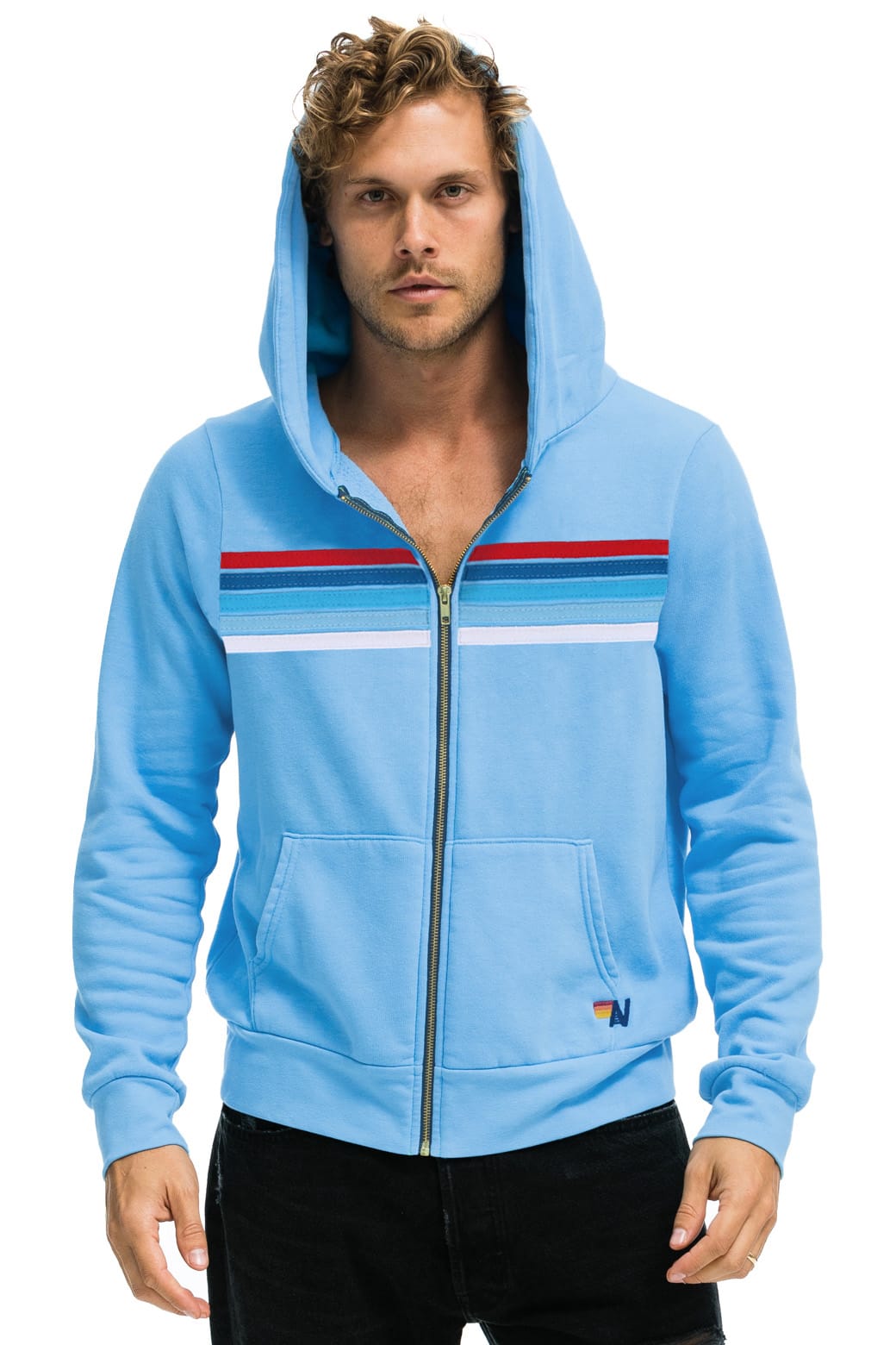 5 STRIPE AMERICA ZIP HOODIE - SKY USA