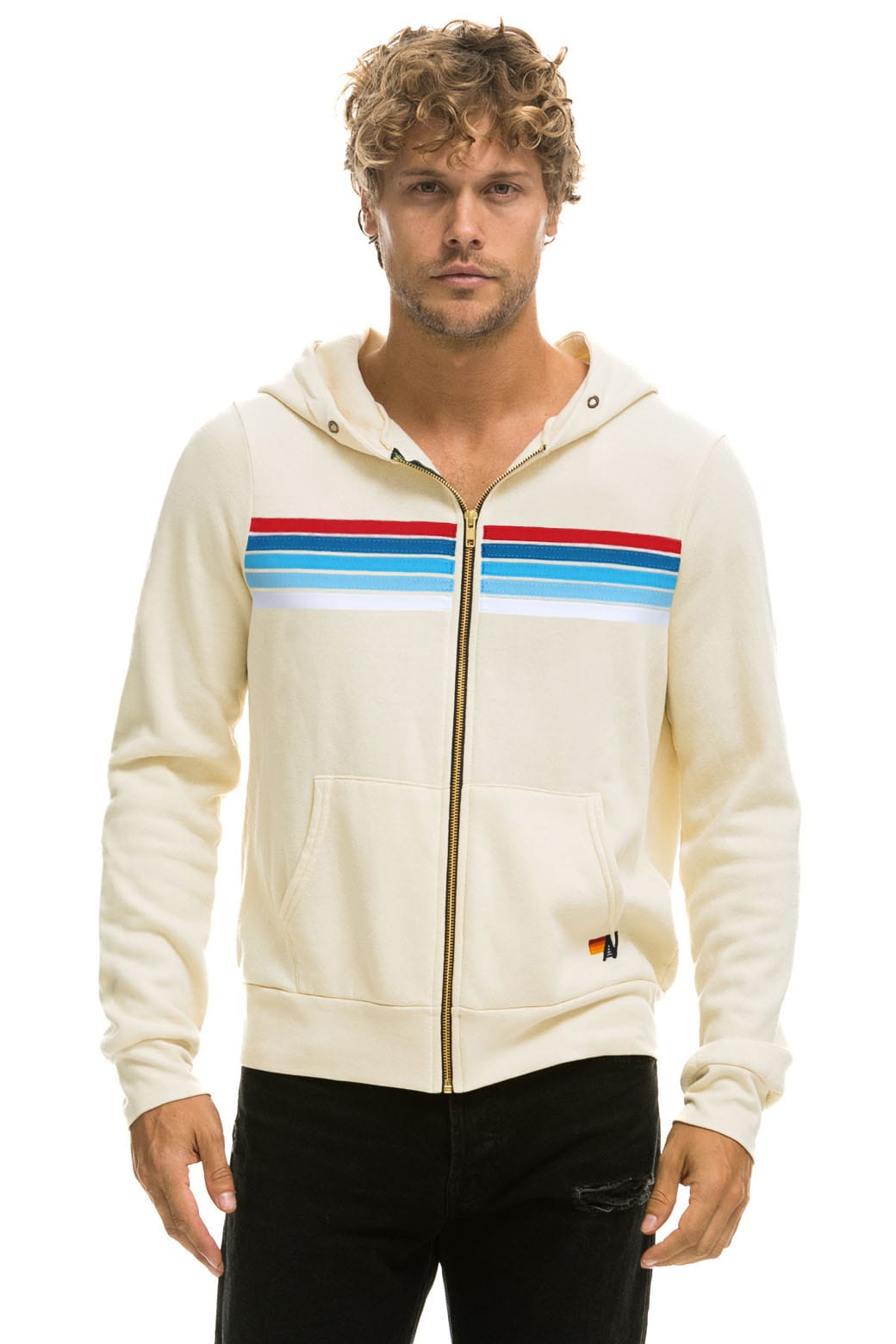 5 STRIPE AMERICA ZIP HOODIE - VINTAGE WHITE USA