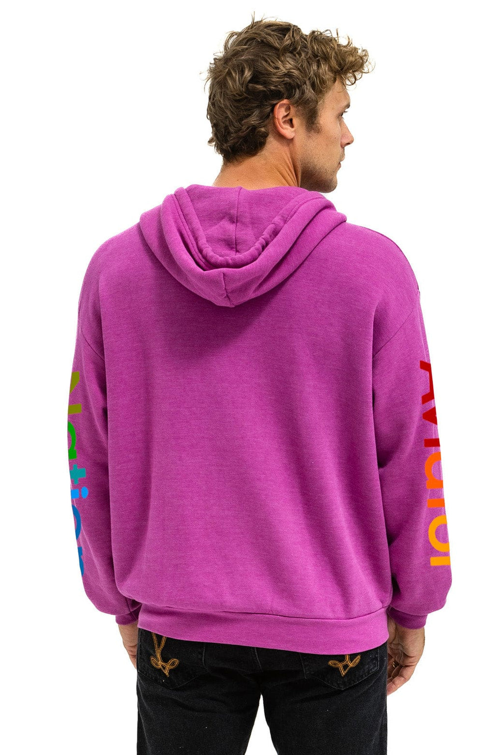 AVIATOR NATION HAMPTONS RELAXED ZIP HOODIE - MAGENTA