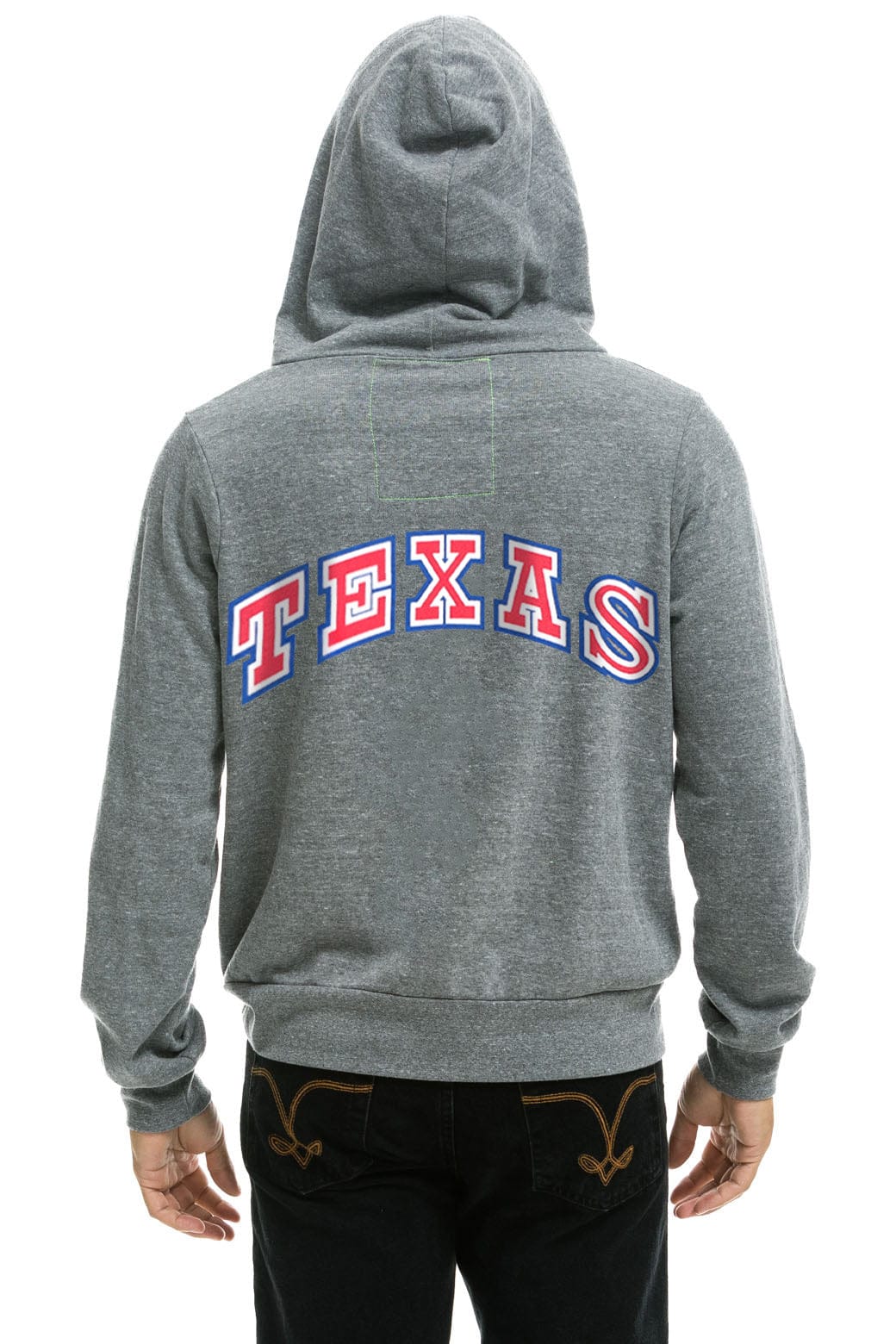 TEXAS RANGERS 5 STRIPE ZIP HOODIE - HEATHER GREY USA