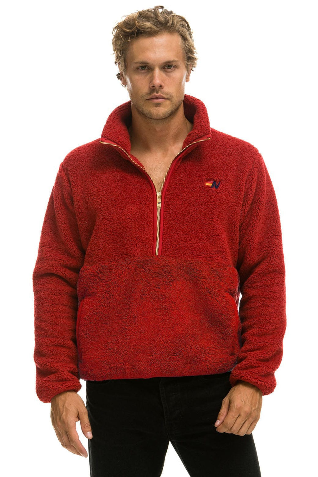 TEDDY UNISEX HALF ZIP JACKET - CHERRY