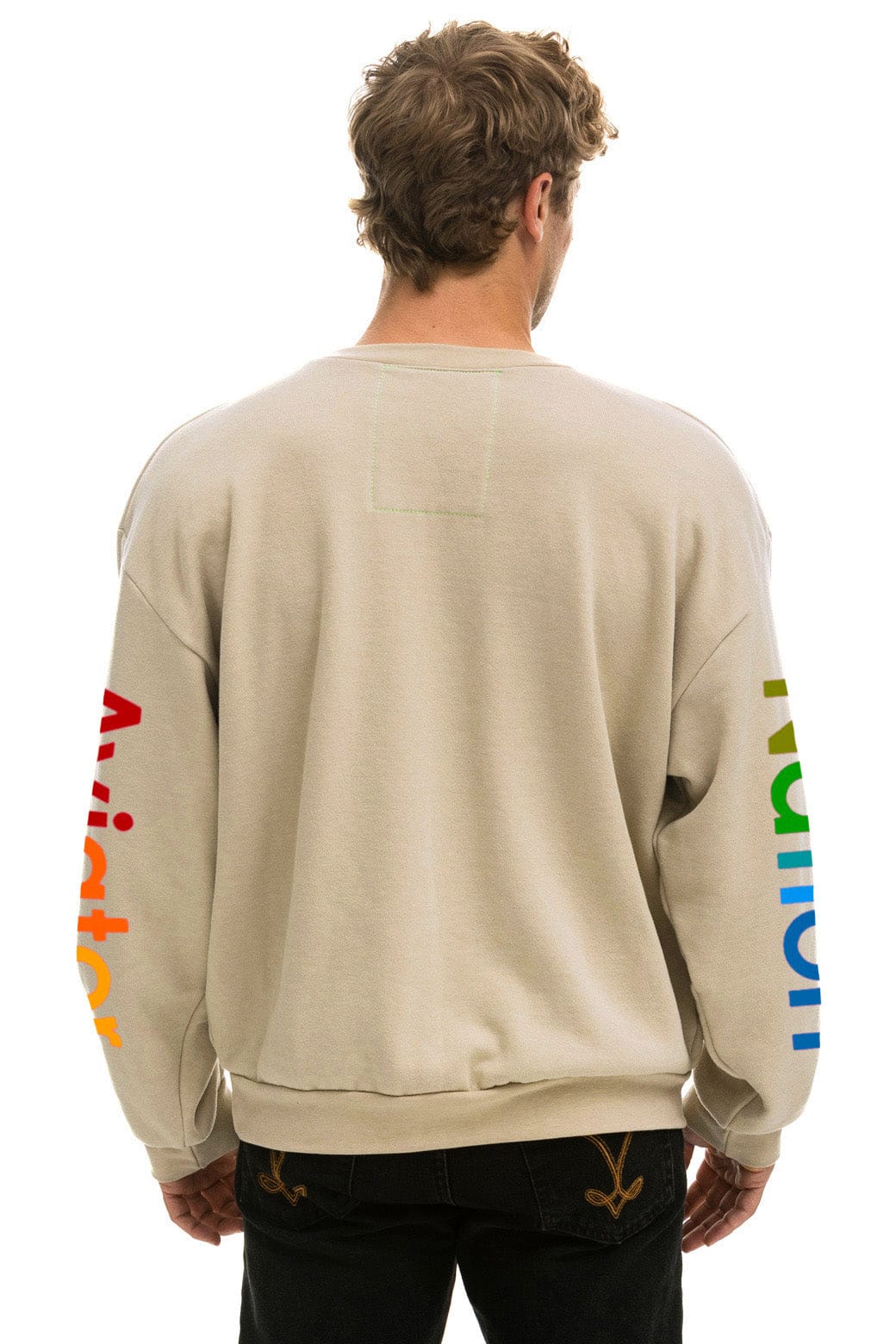 AVIATOR NATION NORTH SHORE RELAXED CREW SWEATSHIRT - SAND