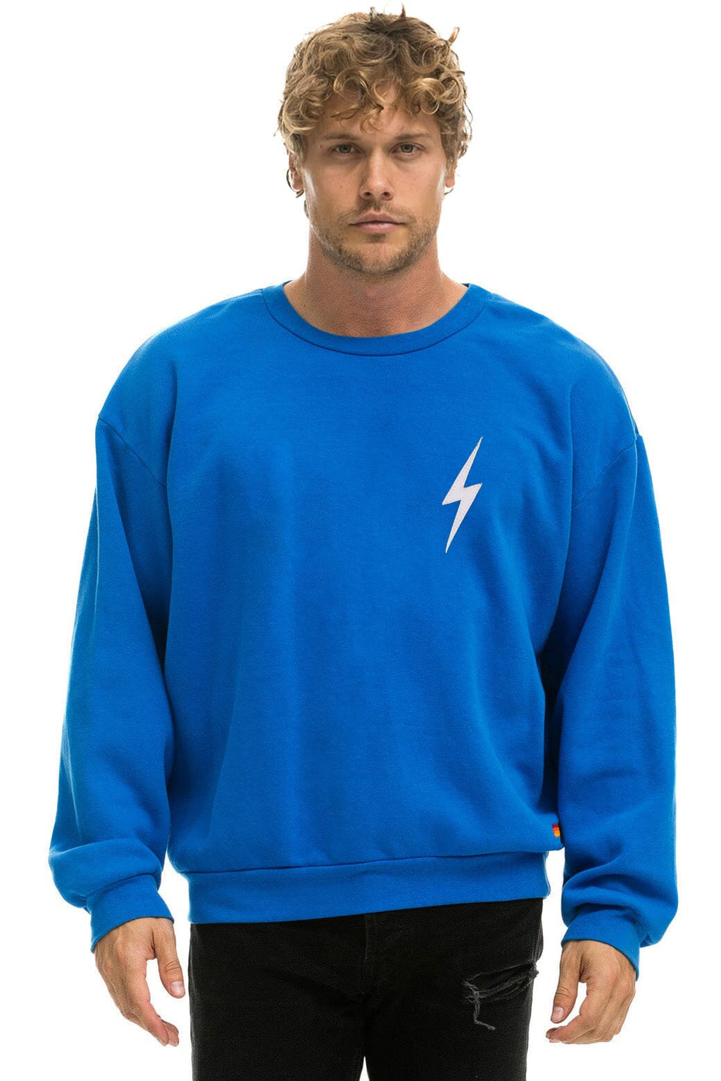 BOLT STITCH RELAXED CREW SWEATSHIRT - OCEAN WHITE