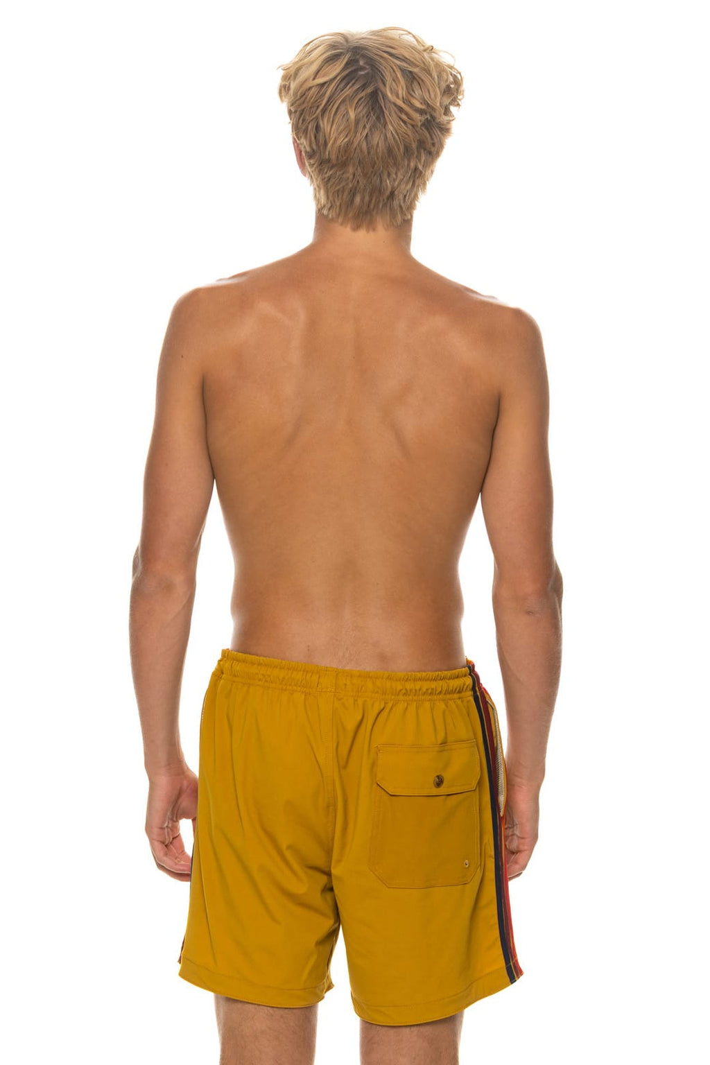 MENS 5 STRIPE FLEX SHORTS - GOLD
