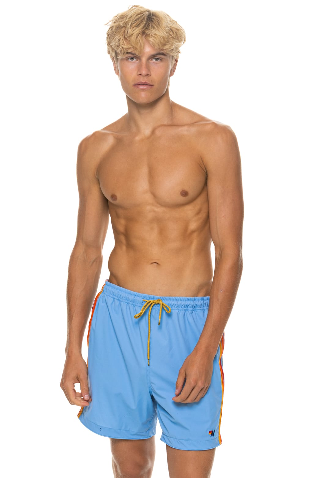 MENS 5 STRIPE FLEX SHORTS - SKY