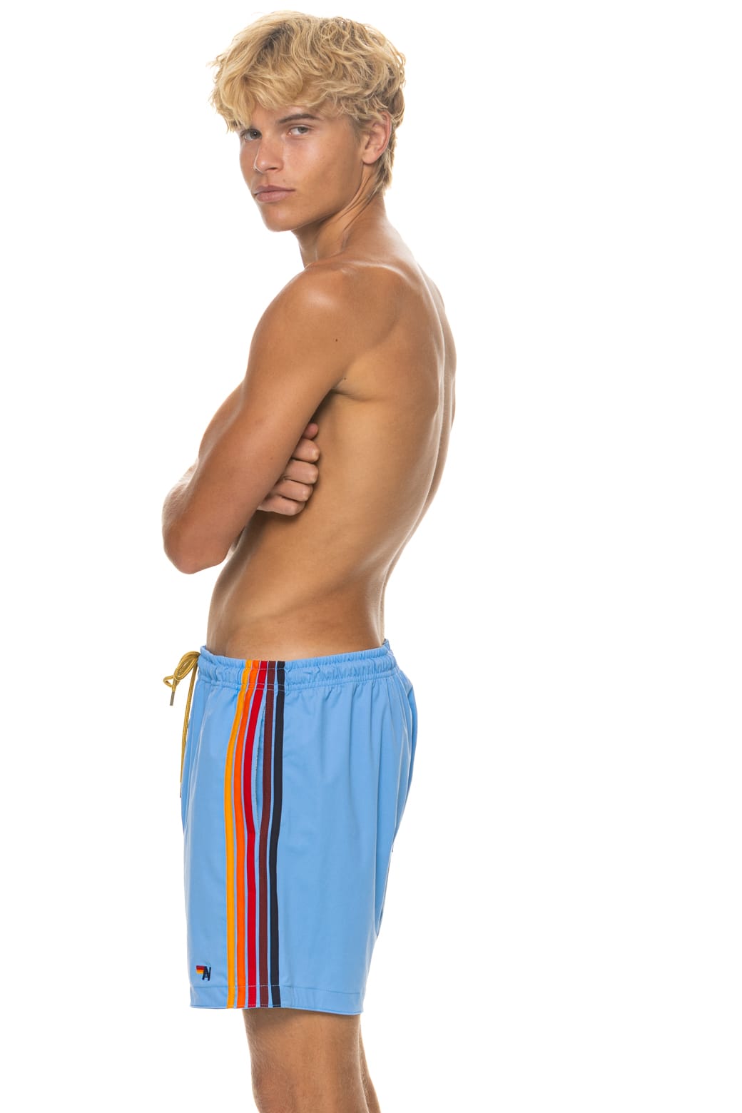 MENS 5 STRIPE FLEX SHORTS - SKY
