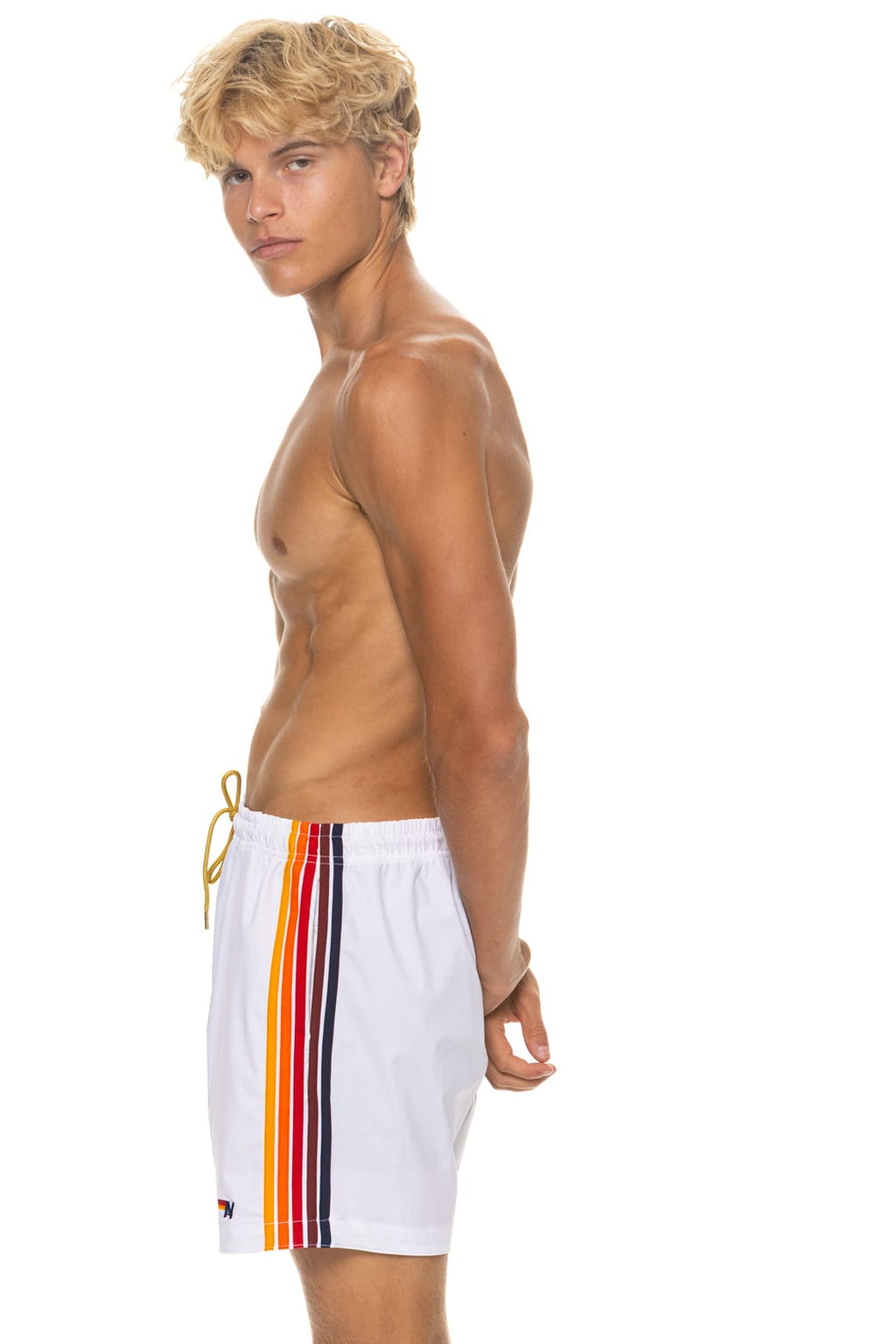 MENS 5 STRIPE FLEX SHORTS - WHITE