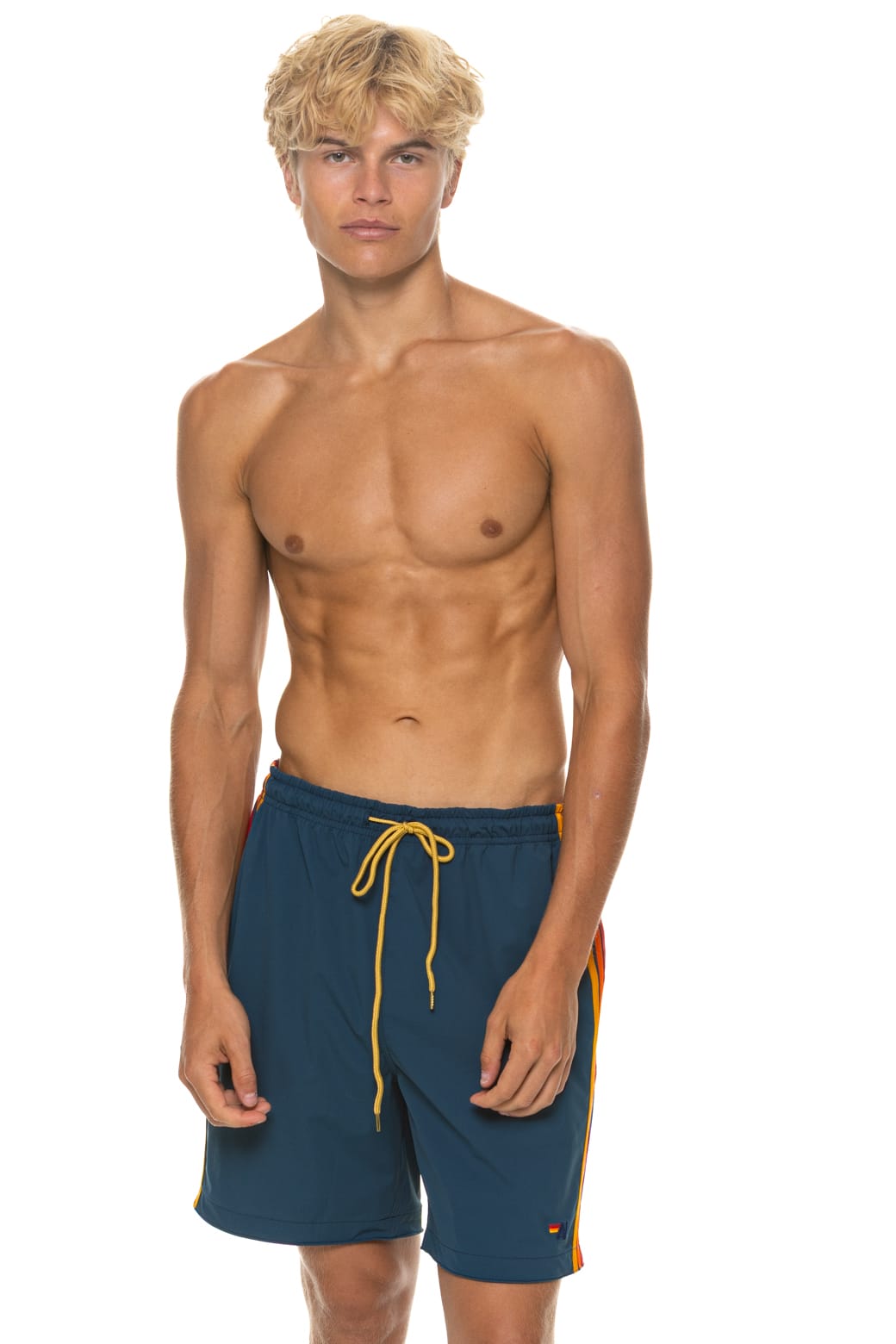 MENS 5 STRIPE FLEX SHORTS 7 INCH - DEEP OCEAN