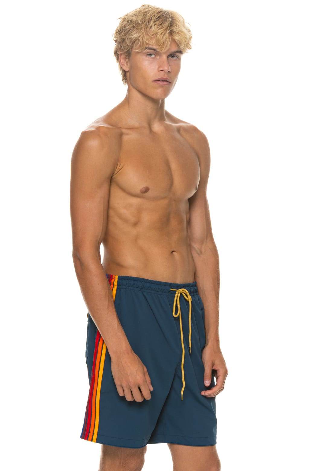 MENS 5 STRIPE FLEX SHORTS 7 INCH - DEEP OCEAN