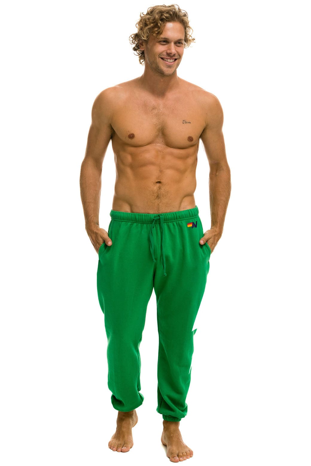 BOLT STITCH UNISEX SWEATPANTS - KELLY GREEN WHITE