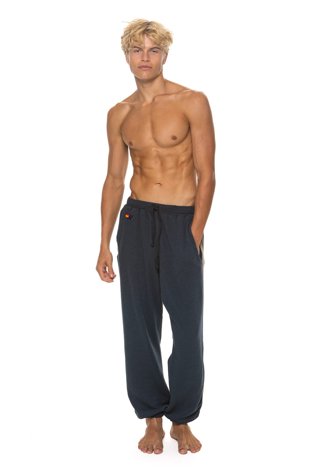 5 STRIPE SWEATPANTS - CHARCOAL BLUE