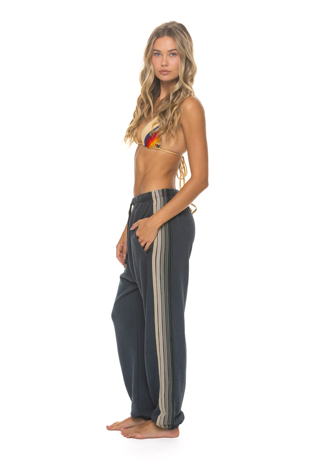 5 STRIPE SWEATPANTS - CHARCOAL GREY