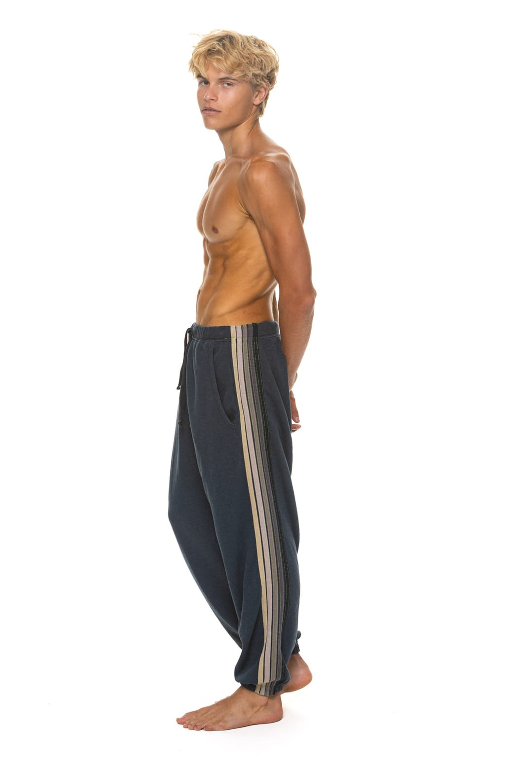 5 STRIPE SWEATPANTS - CHARCOAL GREY