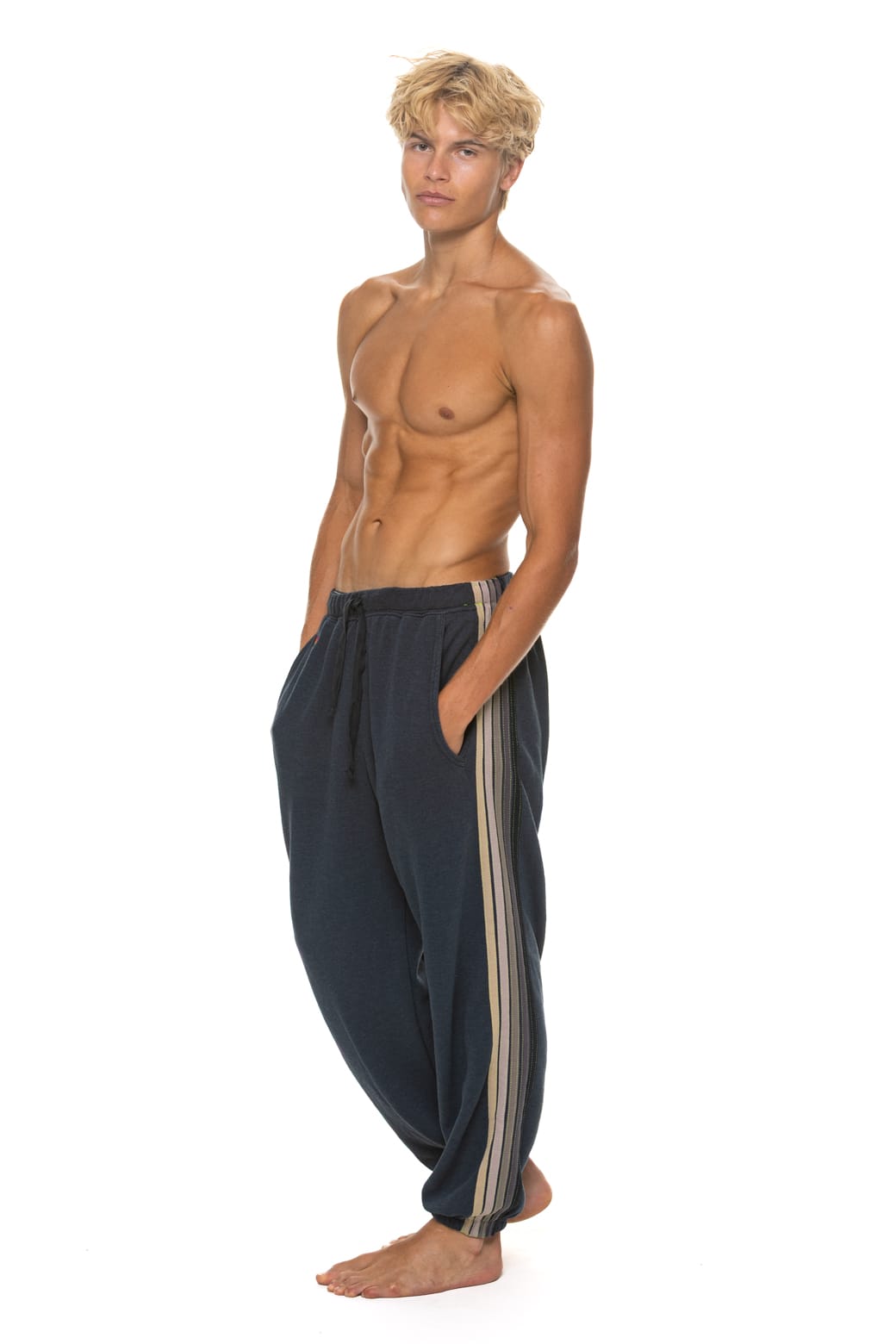 5 STRIPE SWEATPANTS - CHARCOAL GREY