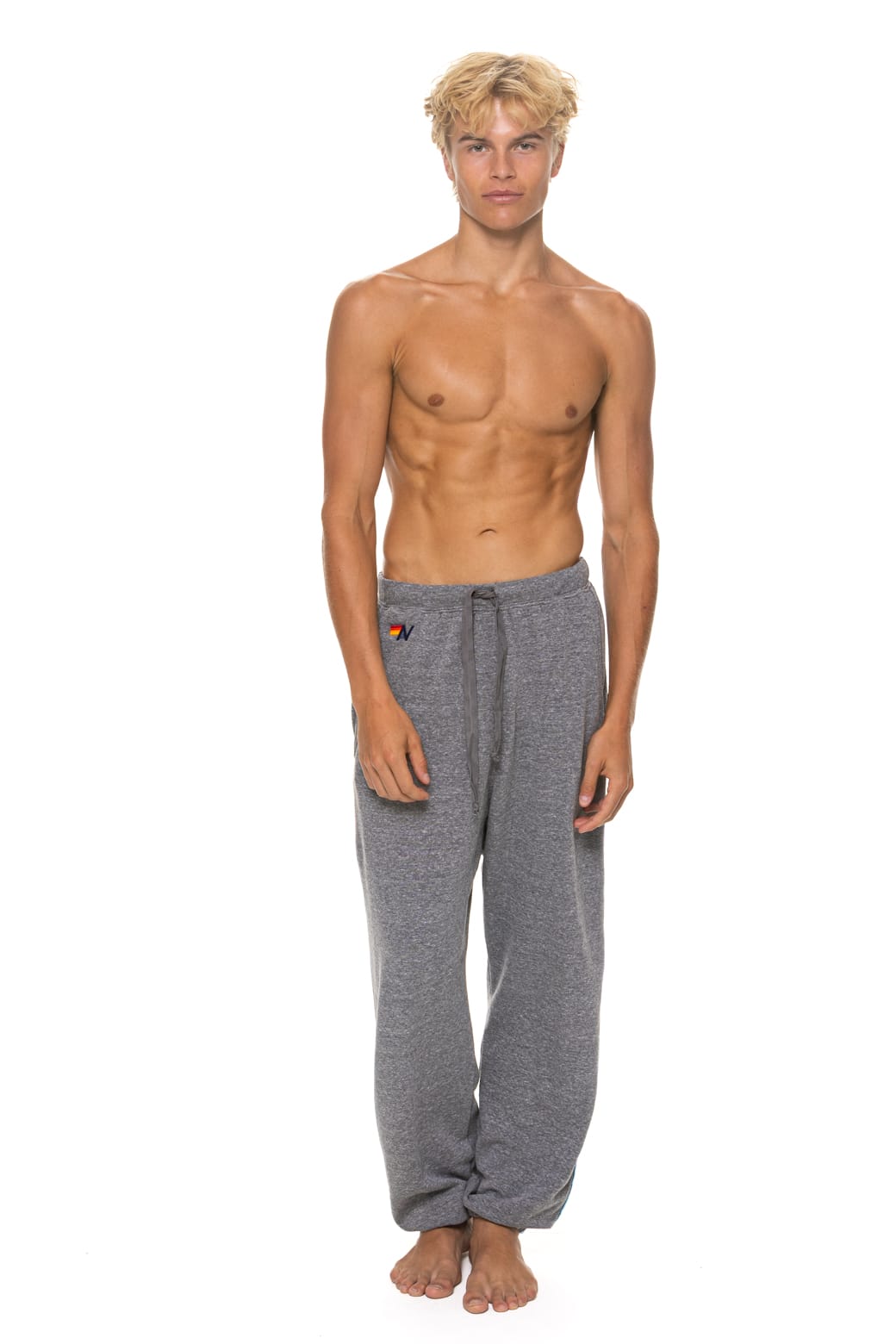 5 STRIPE SWEATPANTS - HEATHER GREY BLUE