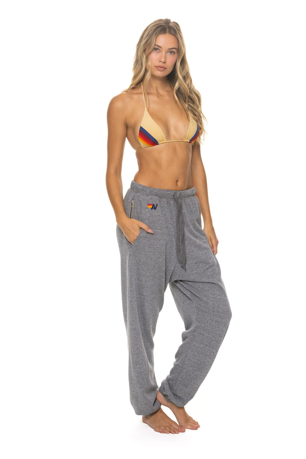 5 STRIPE SWEATPANTS - HEATHER GREY