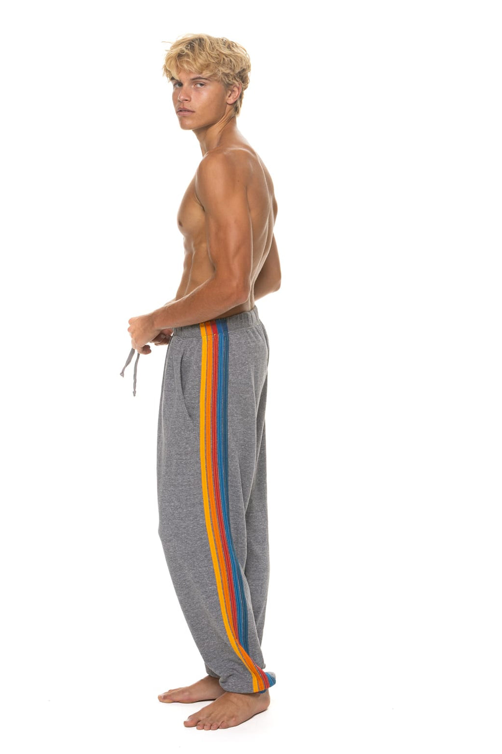 5 STRIPE SWEATPANTS - HEATHER GREY