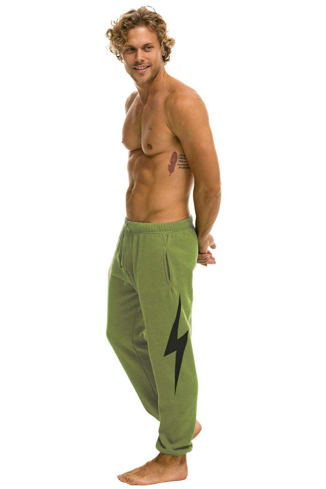 BOLT PRINT UNISEX SWEATPANTS - JUNGLE GREEN